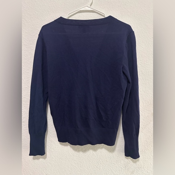 J. Crew Navy Blue Merino Wool Wrap Sweater size Small - Picture 4 of 9